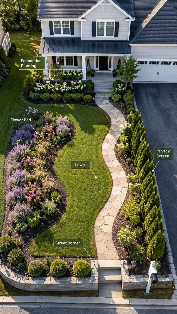 Landscape design plan laid out on site